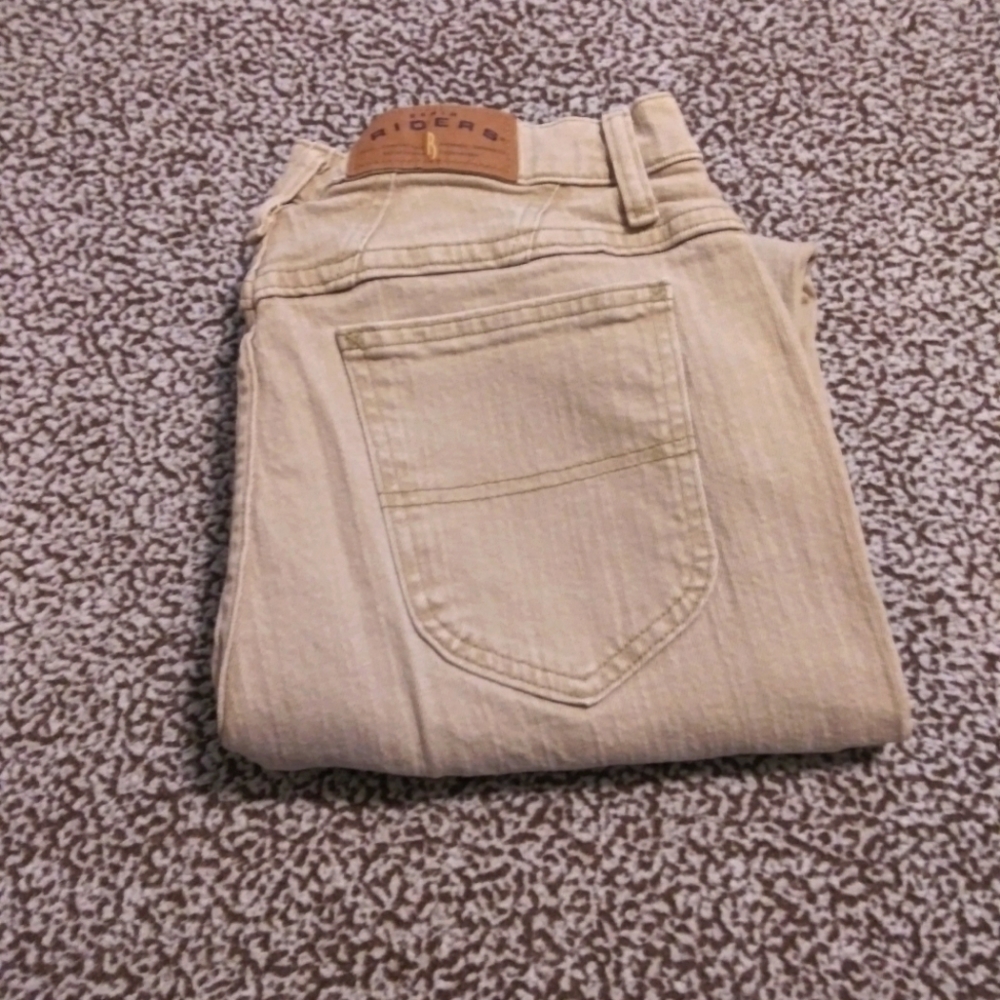 Riders By Lee Size 14P Jeans Women's Tan straight leg Mid Rise Pants.